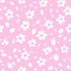 Beautiful repetitive pattern of cherry blossom flower for fabric design.