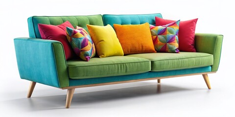 Isolated Modern Sofa Seat Cushion on White Background - Comfortable Home Furniture