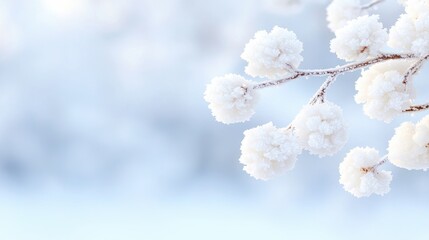 Snowy winter branches, frost, soft light, nature scene, background, idyllic, winter, beautiful
