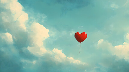 Fototapeta premium Floating Heart Balloons