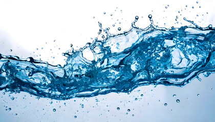 Blue water splashes on a white background. Water splash isolated on white.