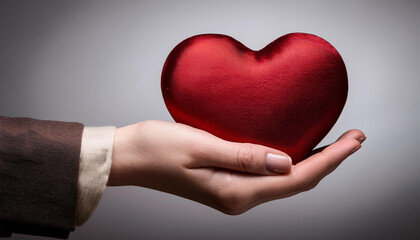 Obraz premium hand holding red heart for love wedding or valentines day