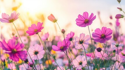 Fototapeta premium Vibrant Spring Flowers in Yellow, Pink, and Purple Blooms