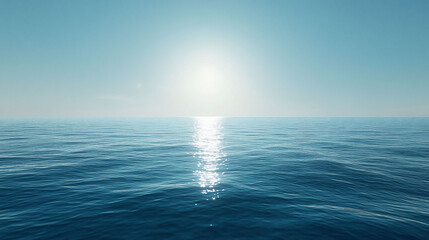 Obraz premium Calm ocean, sunny day, horizon, peaceful scene, travel background