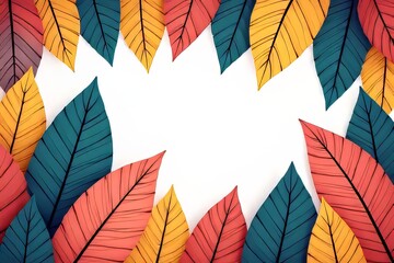 Obraz premium Vibrant Colorful Leaves Border Design