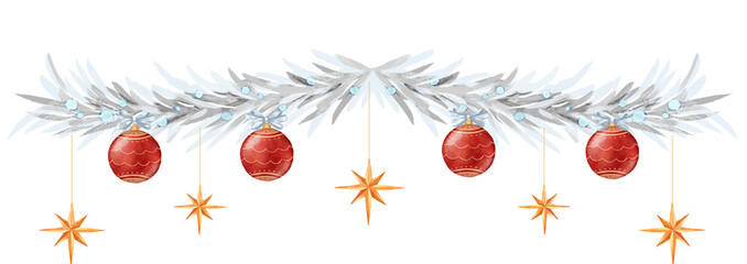 Decora&ccedil;&atilde;o de natal bolas de natal decoradas aquarela	
