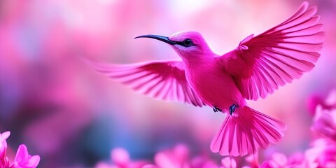 Obraz premium pink hummingbird flying in nature