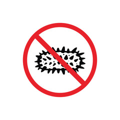 prohibited and dangerous signs. sea cucumber danger. it is forbidden to bring sea cucumber