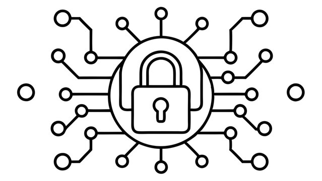 cybersecurity concept with padlock and binary code 