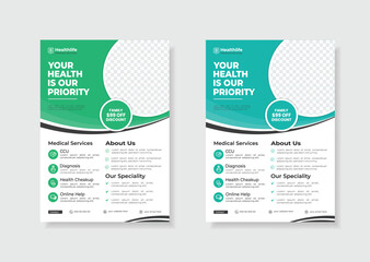 Medical flyer template design A4 size print healthcare services