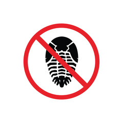 prohibited and dangerous signs. trilobite danger. it is forbidden to bring trilobite