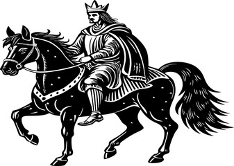 illustration of a king or prince riding a horse