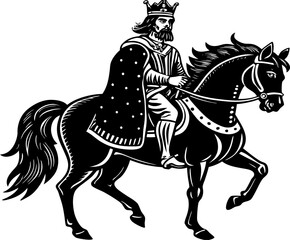 illustration of a king or prince riding a horse