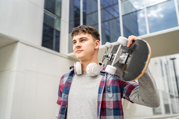 portrait of young Caucasian man teenager 18 or 19 years old outdoor