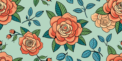 seamless floral pattern with vintage roses