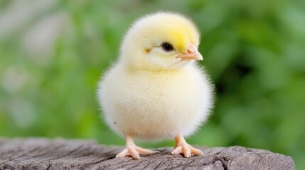 Adorable Chick on Wooden Surface