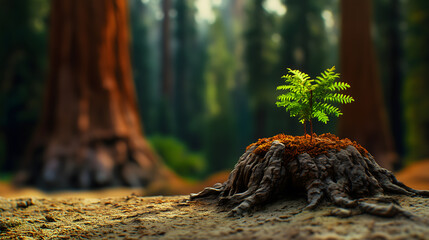 Obraz premium Tiny Fern Growing in Tree