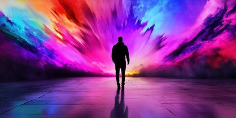 man walking into the unknown