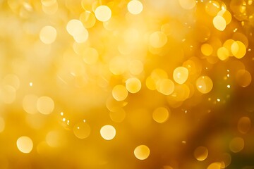 Obraz premium Defocused yellow background. Festive Christmas background from a glowing garland with many lights. New Years celebration concept