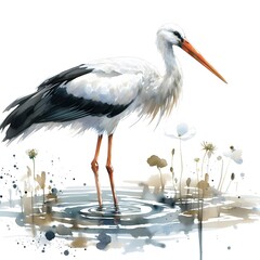 Fototapeta premium 황새, 수채화, jpeg (Stork, water colour, jpeg)