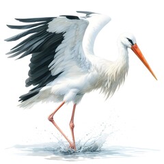 황새, 수채화, jpeg (Stork, water colour, jpeg)