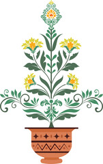 Tradition Mughal flower motif, vintage style. Element for design vector illustration.