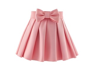 Solid pink children's skirt with a playful bow at the waistband, isolated on a white background.