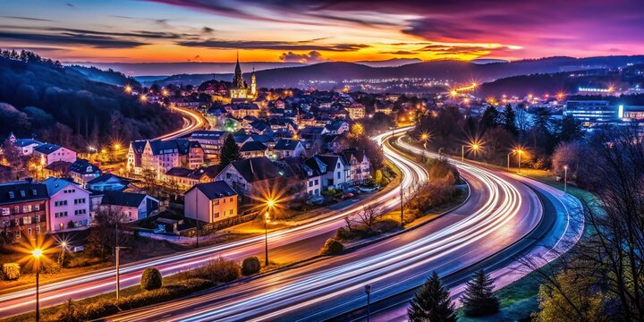 Long Exposure Night Photography of Kiche in Illingen, Germany - Cityscape Lights Trails
