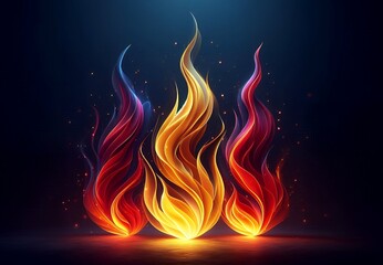 Fototapeta premium Attractive and amazing colors fire flames background showcases dynamic, swirling flames in vivid hues. The glowing embers and fluid motion create a striking, intense visual