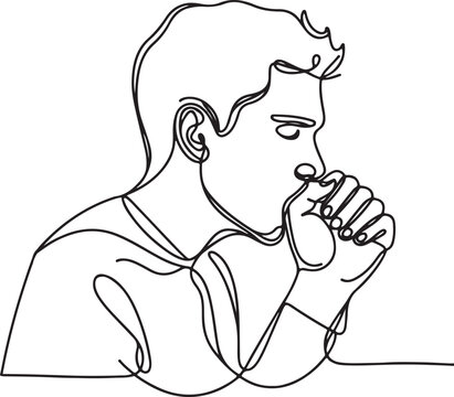 recommend clip art: Line Drawing of a Coughing Person – Vector Illustration