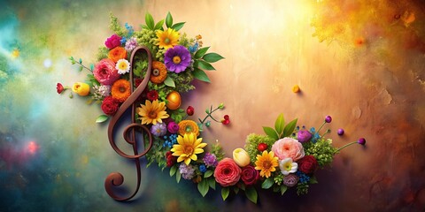 Long Exposure Treble Clef Floral Symphony Concert Banner Poster