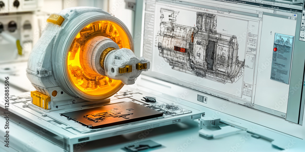 Poster advanced 3d modeling workstation with mechanical design and parametric tools for engineering and pro