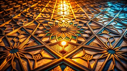 Low Light Arabic Geometric Deco Art Pattern: Abstract Design Background