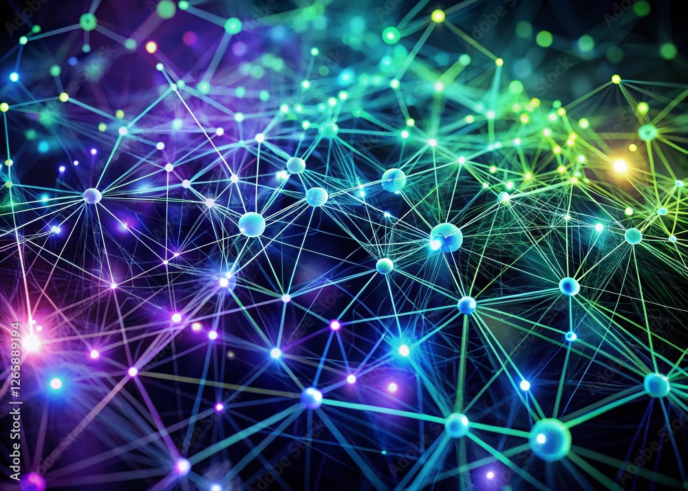 Poster low-light neural network visualization: abstract ai & cognitive science concept
