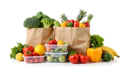 fresh vegetables on white background
