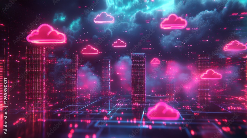 Poster exploring cloud computing integration in digital networks global perspective tech insights