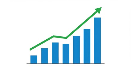 a simple bar graph with blue bars and a green line connecting the data points.