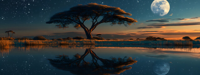 A captivating African landscape featuring acacia trees
