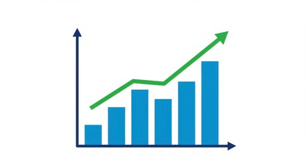 a simple bar graph with blue bars and a green line connecting the data points.
