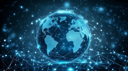 Fototapeta premium Illuminating animation global sphere digital art virtual space dynamic perspective glowing globe concept