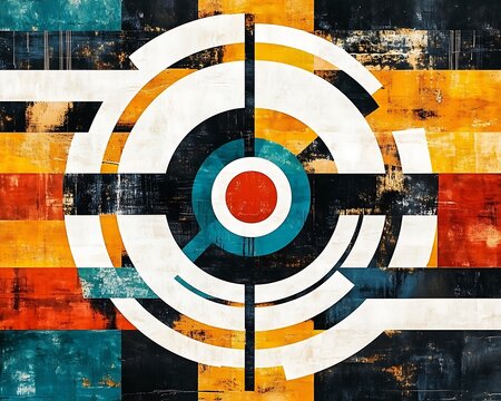 Abstract target design with bold colors and dynamic patterns showcasing radial symmetry