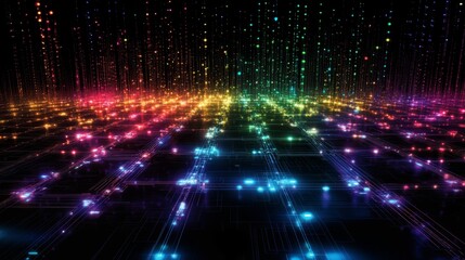 Exploring a glowing cyberspace environment virtual realm streaming content digital world immersive experience futuristic concepts