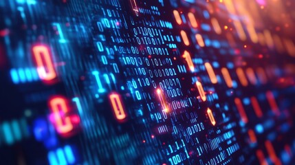 Streaming binary waves glowing cyberspace digital art virtual environment futuristic viewpoint tech imagination