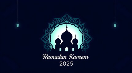 Ramadan Kareem 2025: Elegant Mosque Silhouette Design