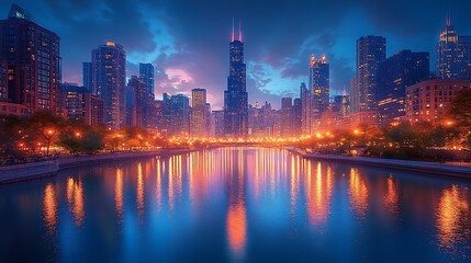 City skyline water reflection high resolution hd photo