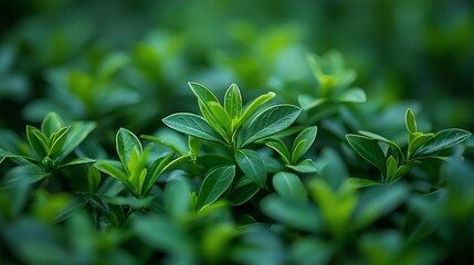 Obraz premium Lush green leaves, garden backdrop, spring growth, nature texture, website design