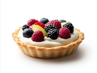 Indulge in a Tempting Array of Nine Whimsical Fruit Tarts, Each Topped with Whipped Cream and Fresh Fruits—A Perfectly Delicious Treat for Any Celebration!