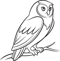 Majestic Owl Line Art, Bird Illustration, Wildlife Drawing, Feathered Predator