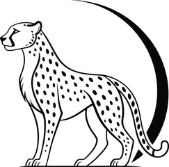 Elegant Cheetah Silhouette, Wildlife Art, Black and White Design
