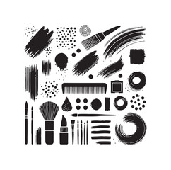 Brush grunge elements silhouette vector illustration
